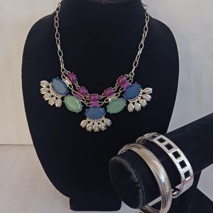 3pc Statement Necklace & Bracelets Set